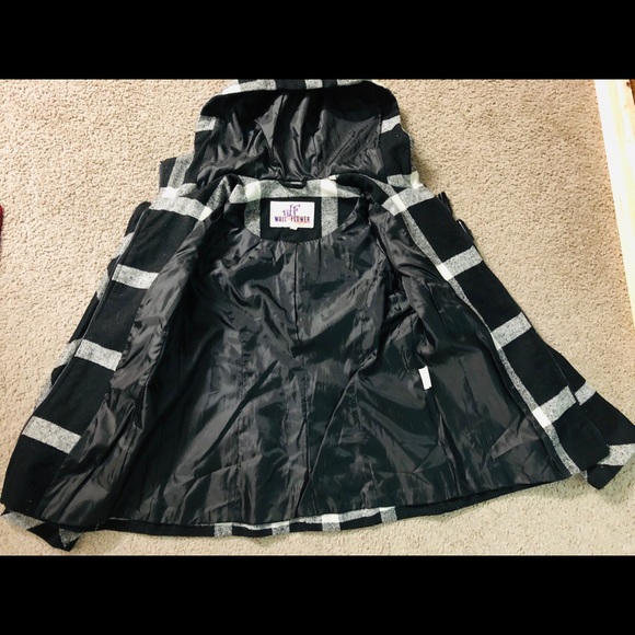 WALLFLOWER Jacket M Hooded Polyester/Wool black white pockets - Picture 6 of 12